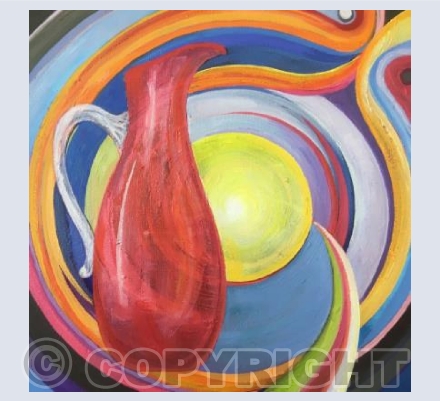Red glass jug