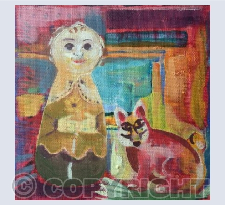 Doll and cat
