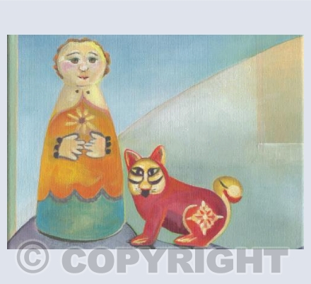 Doll and cat