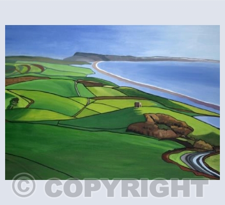 View towards Chesil Beach and Portland