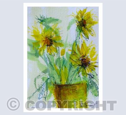 Vase of sunflowers