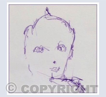 Boy drawn in purple