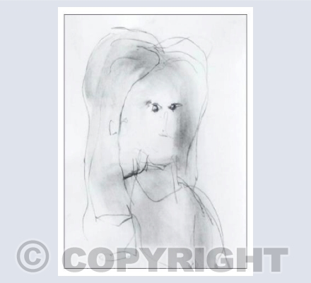 Girl drawn in charcoal