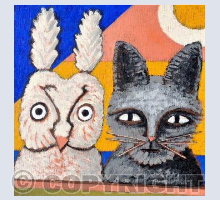 Long-eared Owl and Pussycat