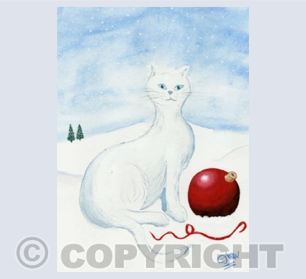 White Cat in a Snowstorm