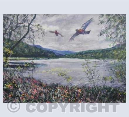 Grouse over Scottish loch