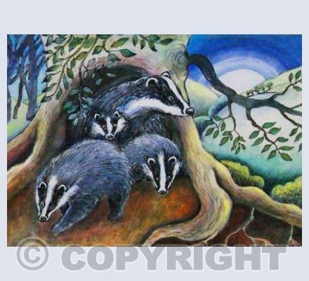 Badgers at moonrise