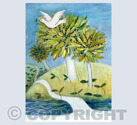 Dove in spring landscape