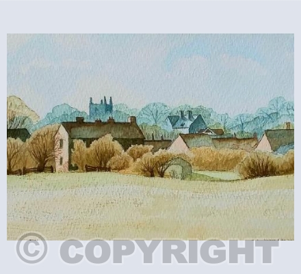 View of Elston from Old Chapel field 1981