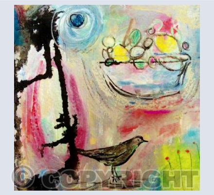 Blackbird, fruit bowl and joy!