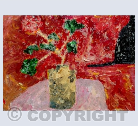 Pot with geranium and Archy