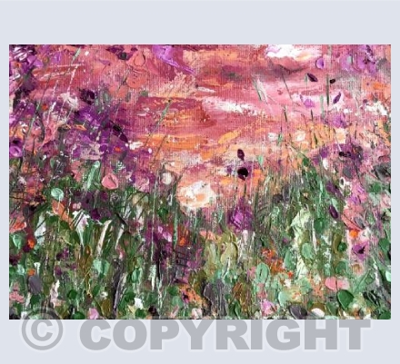 Sunset hedgerow, sea glimpses