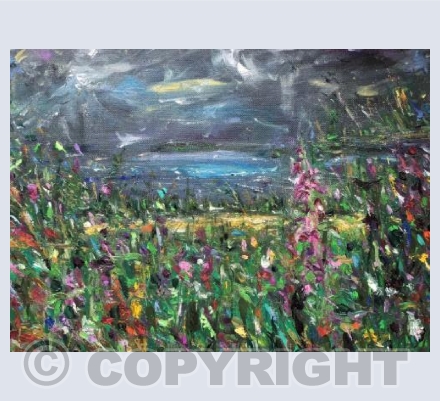 Hedgerow, evening light, blackbird singing