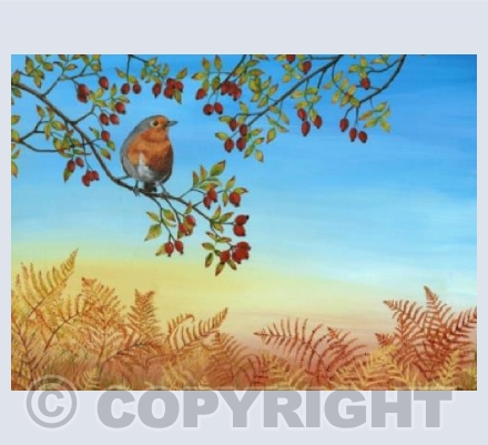 Autumn Robin Greetings Card