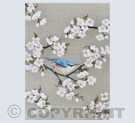 Nuthatch and Blossom by Natasha Pitts