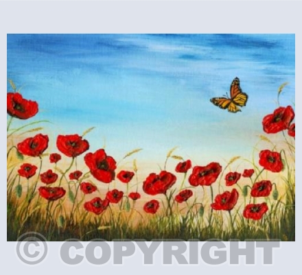 Poppies and Butterfly Card