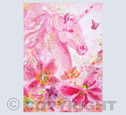 Pink Unicorn In Flowers