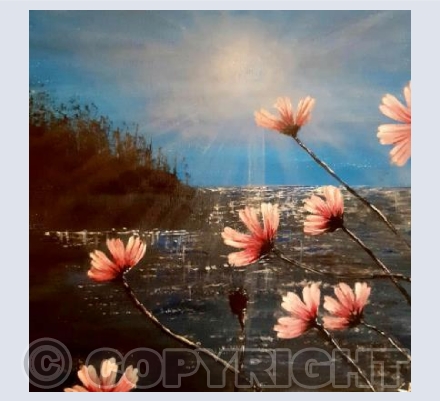 Flowers By Lake