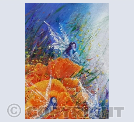 Fairies In Moonlight Poppies