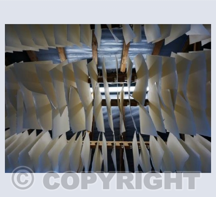 Paper drying in the loft at Pitt Mill 