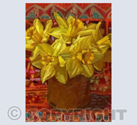 Daffodils in Brown Pot