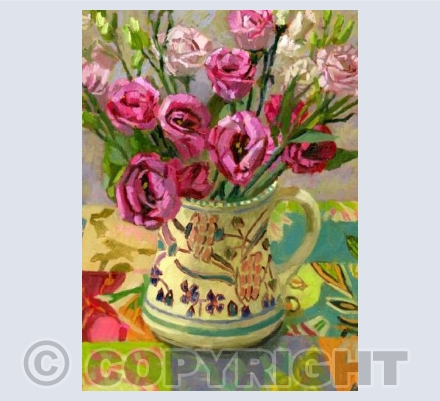 Pink Lisianthus in Honiton Jug