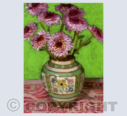 Flowers on a Patterned Scarf