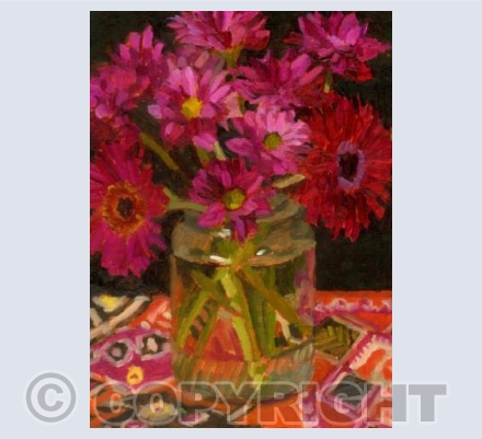 Gerberas and Daisies in Jam Jar