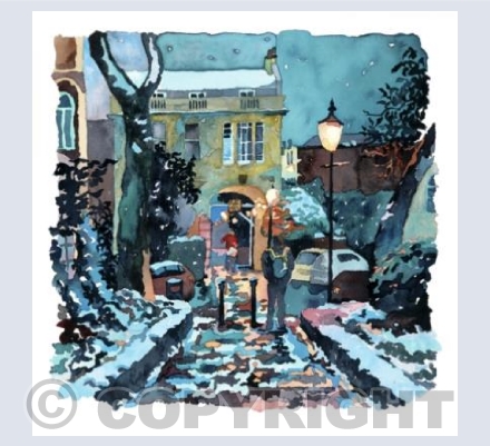 Snowy Nightfall Clifton Village