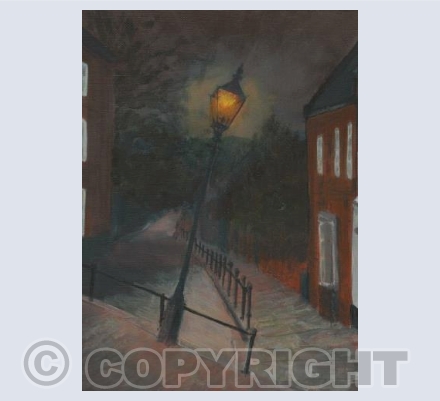 Leaning Lincoln lampost