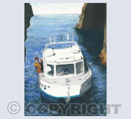 The Noss Boat Sails Through Magnificent Giant's Leg - Always A Wow With Our Guests