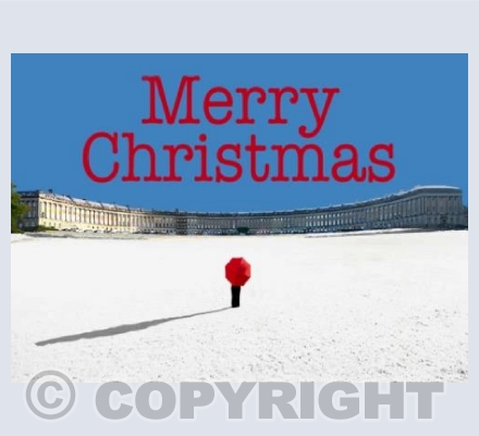 Red Umbrlella. Royal Crescent, Bath