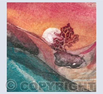 Autumn sunset-collagraph