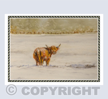 highland cow Christmas card