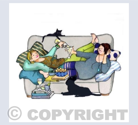 Blue sofa ladies 