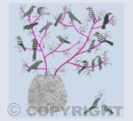 birds on pink twigs