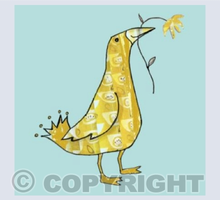 Lovely Sunshine Bird on blue .