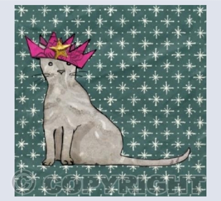 party hat cat green