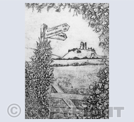 Collagraph Walk to Corfe 