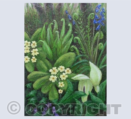 Acrylic and Texture Spring Hedgerow