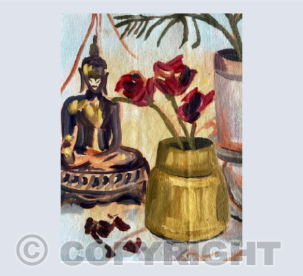 Buddha with Roses