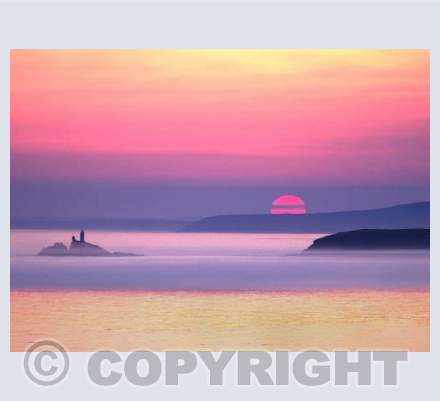 Sunrise, Godrevy Lighthouse.  St. Ives
