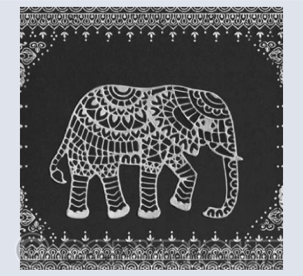 Silver on Black Elephant