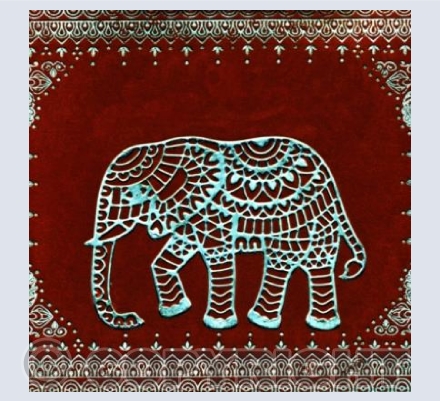 Silver on Rust Elephant