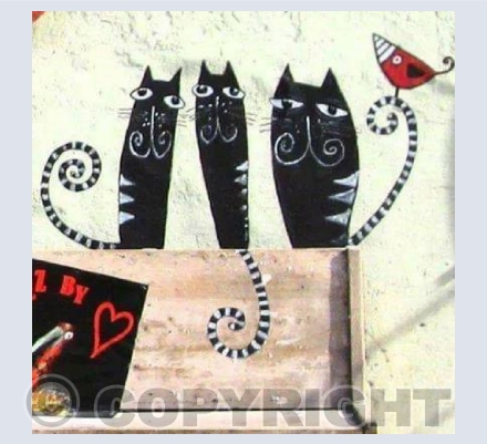Three Cats and a bird