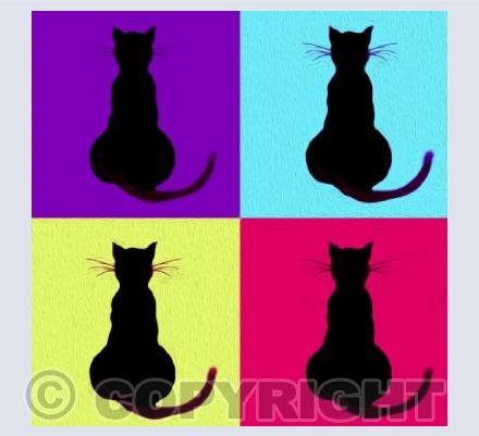 4 Square Black Cats 