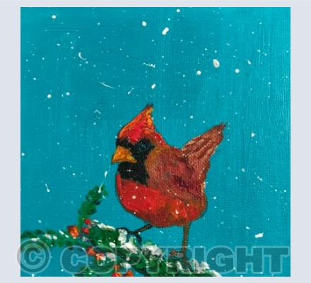 Cardinal in snow