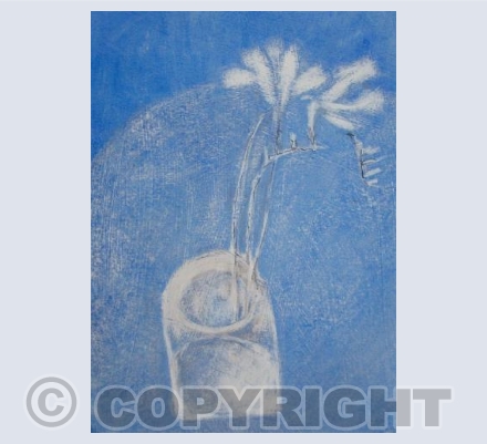 Freesias on Blue