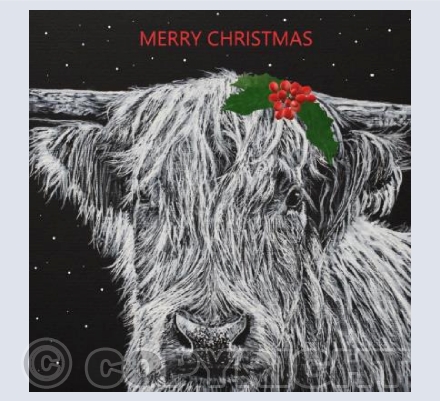 "MERRY CHRISTMAS" HIGHLAND COW