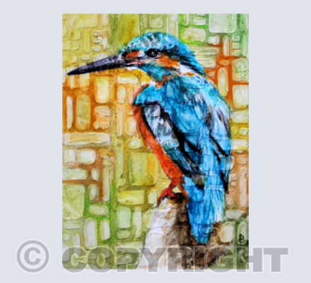 KINGFISHER ON ABSTRACT BACKGROUND
